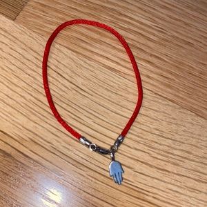 Hamsa Red Protection Bracelet - Sterling Silver